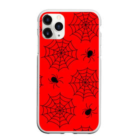 Чехол для iPhone 11 Pro матовый с принтом Happy Halloween в Петрозаводске, Силикон |  | Тематика изображения на принте: белый | паук | паутина | узор | хэллоуин | черный