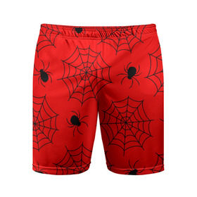 Мужские шорты 3D спортивные с принтом Happy Halloween в Петрозаводске,  |  | белый | паук | паутина | узор | хэллоуин | черный