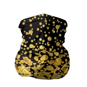 Бандана-труба 3D с принтом Золотой в Петрозаводске, 100% полиэстер, ткань с особыми свойствами — Activecool | плотность 150‒180 г/м2; хорошо тянется, но сохраняет форму | блеск | блестки | желтый | круги | перетекание | россыпь | черный