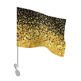 Флаг для автомобиля с принтом Золотой в Петрозаводске, 100% полиэстер | Размер: 30*21 см | блеск | блестки | желтый | круги | перетекание | россыпь | черный