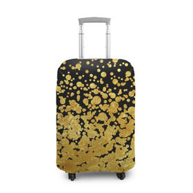 Чехол для чемодана 3D с принтом Золотой в Петрозаводске, 86% полиэфир, 14% спандекс | двустороннее нанесение принта, прорези для ручек и колес | блеск | блестки | желтый | круги | перетекание | россыпь | черный