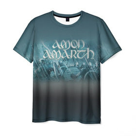 Мужская футболка 3D с принтом AMON AMARTH в Петрозаводске, 100% полиэфир | прямой крой, круглый вырез горловины, длина до линии бедер | роковая гора