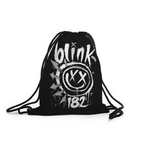Рюкзак-мешок 3D с принтом Blink-182 в Петрозаводске, 100% полиэстер | плотность ткани — 200 г/м2, размер — 35 х 45 см; лямки — толстые шнурки, застежка на шнуровке, без карманов и подкладки | blink | california | pop | punk | rock | группа | калифорния | панк | рок