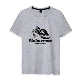 Мужская футболка хлопок с принтом Fisherman Pro в Петрозаводске, 100% хлопок | прямой крой, круглый вырез горловины, длина до линии бедер, слегка спущенное плечо. | 