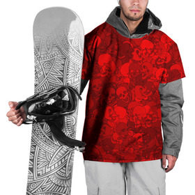 Накидка на куртку 3D с принтом Красные черепа в Петрозаводске, 100% полиэстер |  | камуфляж | кости | красный | милитари | паттерн | скелет | текстура | хеллоуин