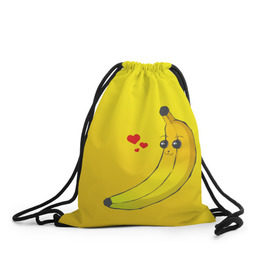 Рюкзак-мешок 3D с принтом Just Banana (Yellow) в Петрозаводске, 100% полиэстер | плотность ткани — 200 г/м2, размер — 35 х 45 см; лямки — толстые шнурки, застежка на шнуровке, без карманов и подкладки | banana | банан | желтый | оранжевый | фрукты