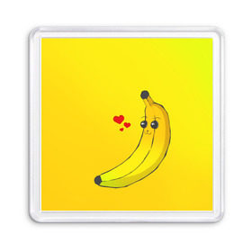 Магнит 55*55 с принтом Just Banana (Yellow) в Петрозаводске, Пластик | Размер: 65*65 мм; Размер печати: 55*55 мм | banana | банан | желтый | оранжевый | фрукты