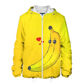 Мужская куртка 3D с принтом Just Banana (Yellow) в Петрозаводске, ткань верха — 100% полиэстер, подклад — флис | прямой крой, подол и капюшон оформлены резинкой с фиксаторами, два кармана без застежек по бокам, один большой потайной карман на груди. Карман на груди застегивается на липучку | banana | банан | желтый | оранжевый | фрукты
