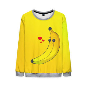Мужской свитшот 3D с принтом Just Banana (Yellow) в Петрозаводске, 100% полиэстер с мягким внутренним слоем | круглый вырез горловины, мягкая резинка на манжетах и поясе, свободная посадка по фигуре | banana | банан | желтый | оранжевый | фрукты