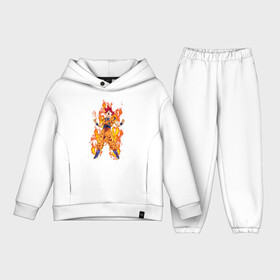 Детский костюм хлопок Oversize с принтом Гоку в огне в Петрозаводске,  |  | anime | dragon ball | goku | драгон болл