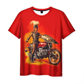 Мужская футболка 3D с принтом Всадник в Петрозаводске, 100% полиэфир | прямой крой, круглый вырез горловины, длина до линии бедер | bike | harley | honda | kawasaki | moto | suzuki | yamaha | байкер | всадник | мотоцикл | рыцарь