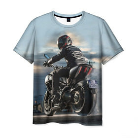 Мужская футболка 3D с принтом Ducati в Петрозаводске, 100% полиэфир | прямой крой, круглый вырез горловины, длина до линии бедер | Тематика изображения на принте: bike | ducati | harley | honda | moto | suzuki | yamaha | байк | мотоцикл | спорт