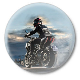 Значок с принтом Ducati в Петрозаводске,  металл | круглая форма, металлическая застежка в виде булавки | bike | ducati | harley | honda | moto | suzuki | yamaha | байк | мотоцикл | спорт