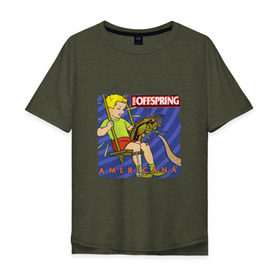 Мужская футболка хлопок Oversize с принтом The Offspring - americana в Петрозаводске, 100% хлопок | свободный крой, круглый ворот, “спинка” длиннее передней части | the offspring | качели | офспринг | оффспринг | рок | таракан | щупальце