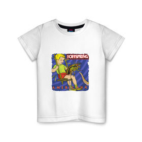 Детская футболка хлопок с принтом The Offspring - americana в Петрозаводске, 100% хлопок | круглый вырез горловины, полуприлегающий силуэт, длина до линии бедер | the offspring | качели | офспринг | оффспринг | рок | таракан | щупальце