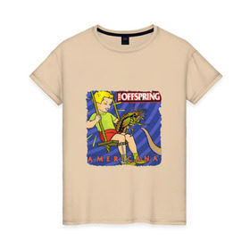 Женская футболка хлопок с принтом The Offspring - americana в Петрозаводске, 100% хлопок | прямой крой, круглый вырез горловины, длина до линии бедер, слегка спущенное плечо | the offspring | качели | офспринг | оффспринг | рок | таракан | щупальце