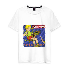 Мужская футболка хлопок с принтом The Offspring - americana в Петрозаводске, 100% хлопок | прямой крой, круглый вырез горловины, длина до линии бедер, слегка спущенное плечо. | the offspring | качели | офспринг | оффспринг | рок | таракан | щупальце