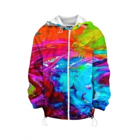 Детская куртка 3D с принтом Tie-dye в Петрозаводске, 100% полиэстер | застежка — молния, подол и капюшон оформлены резинкой с фиксаторами, по бокам — два кармана без застежек, один потайной карман на груди, плотность верхнего слоя — 90 г/м2; плотность флисового подклада — 260 г/м2 | Тематика изображения на принте: abstraction | color | spray | tie dye | абстракция | акварель | живопись | искусство | краски | текстуры | цветные краски | яркие цвета