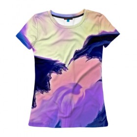 Женская футболка 3D с принтом Абстрактный мир в Петрозаводске, 100% полиэфир ( синтетическое хлопкоподобное полотно) | прямой крой, круглый вырез горловины, длина до линии бедер | abstraction | color | spray | tie dye | абстракция | акварель | живопись | искусство | краски | текстуры | цветные краски | яркие цвета