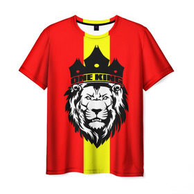 Мужская футболка 3D с принтом One King в Петрозаводске, 100% полиэфир | прямой крой, круглый вырез горловины, длина до линии бедер | Тематика изображения на принте: king | leo | зверь | король | кошка | лев | природа | хищник | царь