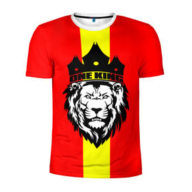 Мужская футболка 3D спортивная с принтом One King в Петрозаводске, 100% полиэстер с улучшенными характеристиками | приталенный силуэт, круглая горловина, широкие плечи, сужается к линии бедра | king | leo | зверь | король | кошка | лев | природа | хищник | царь