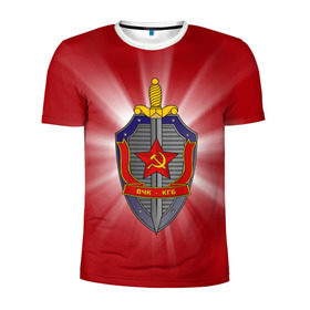 Мужская футболка 3D спортивная с принтом КГБ в Петрозаводске, 100% полиэстер с улучшенными характеристиками | приталенный силуэт, круглая горловина, широкие плечи, сужается к линии бедра | закон | кгб | охрана | россия | ссср | цру | шпион