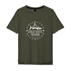 Мужская футболка хлопок Oversize с принтом White Shark Black в Петрозаводске, 100% хлопок | свободный крой, круглый ворот, “спинка” длиннее передней части | акула | настроение | новая | пацанская | позитив | прикольные картинки