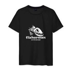 Мужская футболка хлопок с принтом Fisherman Pro Black в Петрозаводске, 100% хлопок | прямой крой, круглый вырез горловины, длина до линии бедер, слегка спущенное плечо. | 
