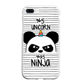 Чехол для iPhone 7Plus/8 Plus матовый с принтом 5% Единорог 95% Ниндзя в Петрозаводске, Силикон | Область печати: задняя сторона чехла, без боковых панелей | animals | ninja | panda | rainbow | stripes | единорог | животные | зверь | линии | ниндзя | панда | полосы | радуга | самурай