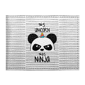 Обложка для студенческого билета с принтом 5% Единорог 95% Ниндзя в Петрозаводске, натуральная кожа | Размер: 11*8 см; Печать на всей внешней стороне | animals | ninja | panda | rainbow | stripes | единорог | животные | зверь | линии | ниндзя | панда | полосы | радуга | самурай