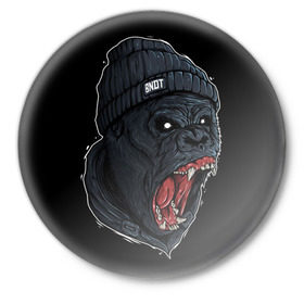 Значок с принтом Горилла Бандит в Петрозаводске,  металл | круглая форма, металлическая застежка в виде булавки | swag | бандит | горилла | обезьяна