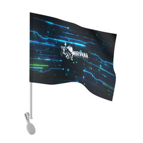 Флаг для автомобиля с принтом Схема Nirvana (Курт Кобейн) в Петрозаводске, 100% полиэстер | Размер: 30*21 см | kurt cobain | микросхема | нирвана | плата