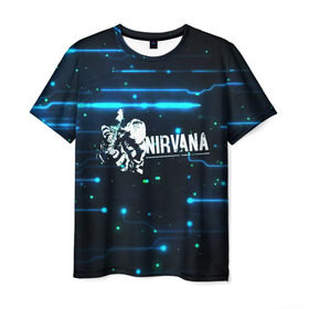 Мужская футболка 3D с принтом Схема Nirvana (Курт Кобейн) в Петрозаводске, 100% полиэфир | прямой крой, круглый вырез горловины, длина до линии бедер | kurt cobain | микросхема | нирвана | плата