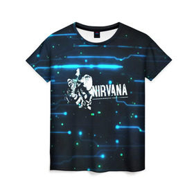 Женская футболка 3D с принтом Схема Nirvana (Курт Кобейн) в Петрозаводске, 100% полиэфир ( синтетическое хлопкоподобное полотно) | прямой крой, круглый вырез горловины, длина до линии бедер | kurt cobain | микросхема | нирвана | плата
