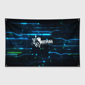 Флаг-баннер с принтом Схема Nirvana (Курт Кобейн) в Петрозаводске, 100% полиэстер | размер 67 х 109 см, плотность ткани — 95 г/м2; по краям флага есть четыре люверса для крепления | kurt cobain | микросхема | нирвана | плата
