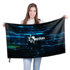Флаг 3D с принтом Схема Nirvana (Курт Кобейн) в Петрозаводске, 100% полиэстер | плотность ткани — 95 г/м2, размер — 67 х 109 см. Принт наносится с одной стороны | kurt cobain | микросхема | нирвана | плата
