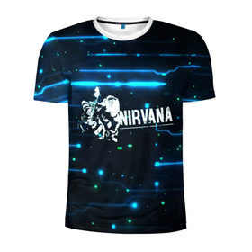 Мужская футболка 3D спортивная с принтом Схема Nirvana (Курт Кобейн) в Петрозаводске, 100% полиэстер с улучшенными характеристиками | приталенный силуэт, круглая горловина, широкие плечи, сужается к линии бедра | kurt cobain | микросхема | нирвана | плата