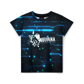 Детская футболка 3D с принтом Схема Nirvana (Курт Кобейн) в Петрозаводске, 100% гипоаллергенный полиэфир | прямой крой, круглый вырез горловины, длина до линии бедер, чуть спущенное плечо, ткань немного тянется | kurt cobain | микросхема | нирвана | плата