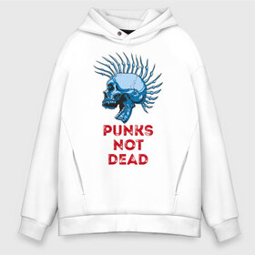 Мужское худи Oversize хлопок с принтом Punks not dead в Петрозаводске, френч-терри — 70% хлопок, 30% полиэстер. Мягкий теплый начес внутри —100% хлопок | боковые карманы, эластичные манжеты и нижняя кромка, капюшон на магнитной кнопке | music | punk | rock | skull | музыка | панк | рок | череп | черепа