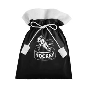 Подарочный 3D мешок с принтом Championship Hockey! в Петрозаводске, 100% полиэстер | Размер: 29*39 см | Тематика изображения на принте: bandy | hockey | клюшка | коньки | лед | спорт | хоккей