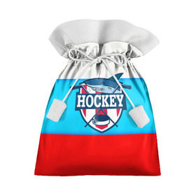 Подарочный 3D мешок с принтом Акула хоккея в Петрозаводске, 100% полиэстер | Размер: 29*39 см | bandy | hockey | клюшка | коньки | лед | россия | русский хоккей | спорт | хоккей