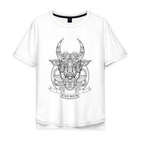 Мужская футболка хлопок Oversize с принтом Телец в Петрозаводске, 100% хлопок | свободный крой, круглый ворот, “спинка” длиннее передней части | зодиак | созвездие | телец
