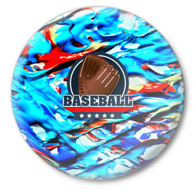 Значок с принтом Бейсбол color в Петрозаводске,  металл | круглая форма, металлическая застежка в виде булавки | Тематика изображения на принте: baseball | sport | бейсбол | спорт