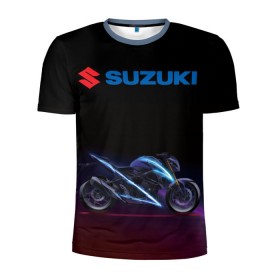 Мужская футболка 3D спортивная с принтом Suzuki в Петрозаводске, 100% полиэстер с улучшенными характеристиками | приталенный силуэт, круглая горловина, широкие плечи, сужается к линии бедра | suzuki | байк | мотик | мото | мотоцикл | спортбайк | сузуки