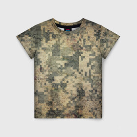Детская футболка 3D с принтом Khaki 2 в Петрозаводске, 100% гипоаллергенный полиэфир | прямой крой, круглый вырез горловины, длина до линии бедер, чуть спущенное плечо, ткань немного тянется | Тематика изображения на принте: армейская | военная | камуфляж | хаки