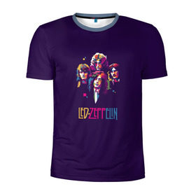 Мужская футболка 3D спортивная с принтом Led Zeppelin Color в Петрозаводске, 100% полиэстер с улучшенными характеристиками | приталенный силуэт, круглая горловина, широкие плечи, сужается к линии бедра | рок