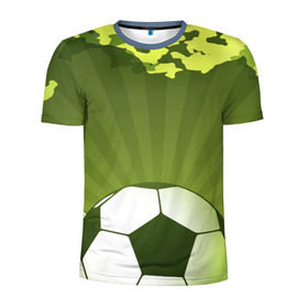 Мужская футболка 3D спортивная с принтом Футбол без границ в Петрозаводске, 100% полиэстер с улучшенными характеристиками | приталенный силуэт, круглая горловина, широкие плечи, сужается к линии бедра | зеленый | игра | мяч | поле