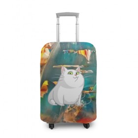 Чехол для чемодана 3D с принтом Белый котик в Петрозаводске, 86% полиэфир, 14% спандекс | двустороннее нанесение принта, прорези для ручек и колес | cat | арт | взгляд | кот | кот хипстер | котёнок | котятки | котятушки | кошечки | кошка | мордочка