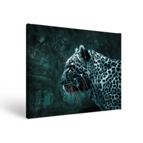 Холст прямоугольный с принтом Леопард неоновый в Петрозаводске, 100% ПВХ |  | Тематика изображения на принте: гепард | леопард | темный | хищник
