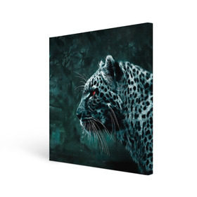 Холст квадратный с принтом Леопард неоновый в Петрозаводске, 100% ПВХ |  | Тематика изображения на принте: гепард | леопард | темный | хищник